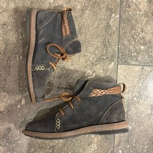 Born leather and suede booties, gray, 8.5